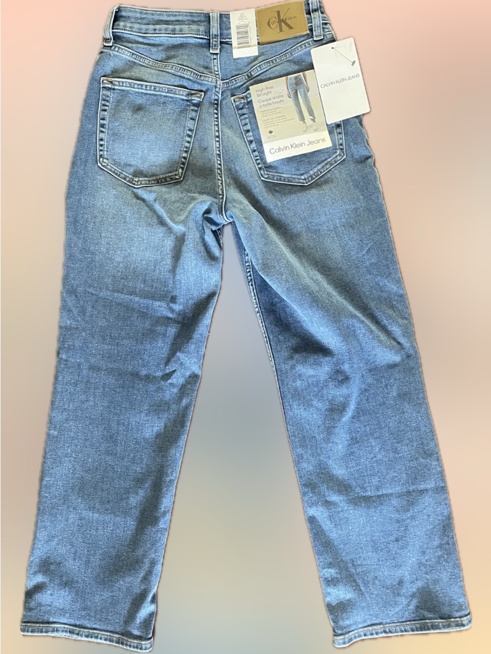 Calvin Klein High Rise Straight Jeans - Light Blue Wash - Picture 2 of 3